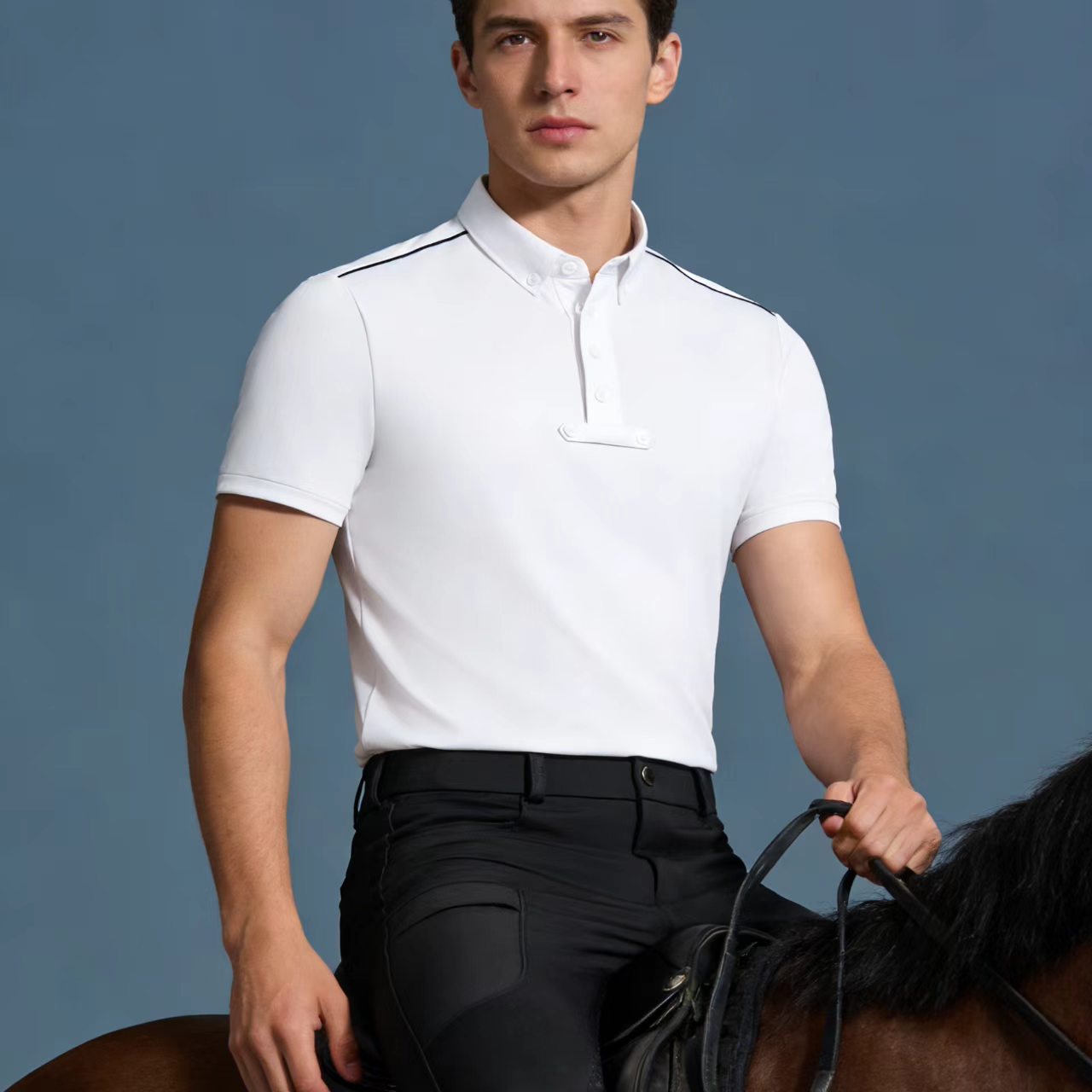 Summer Equestrian Clothing - Kaos polo rajutan berkuda pria, pakaian