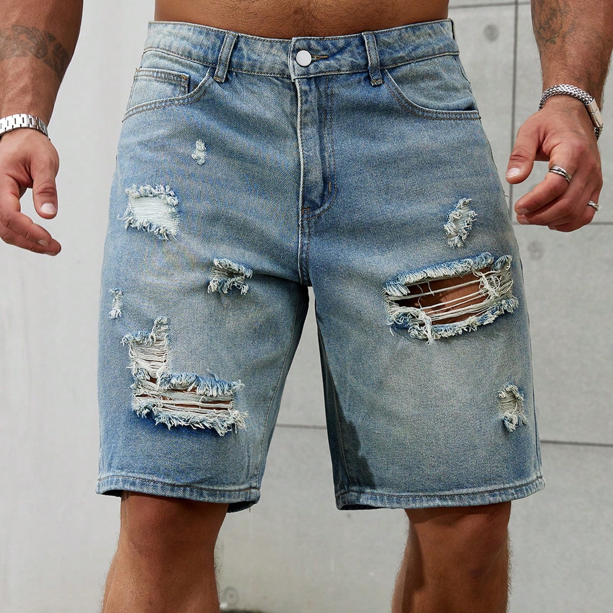 Summer Clothing Brands - Celana pendek Jeans sobek pria, bawahan