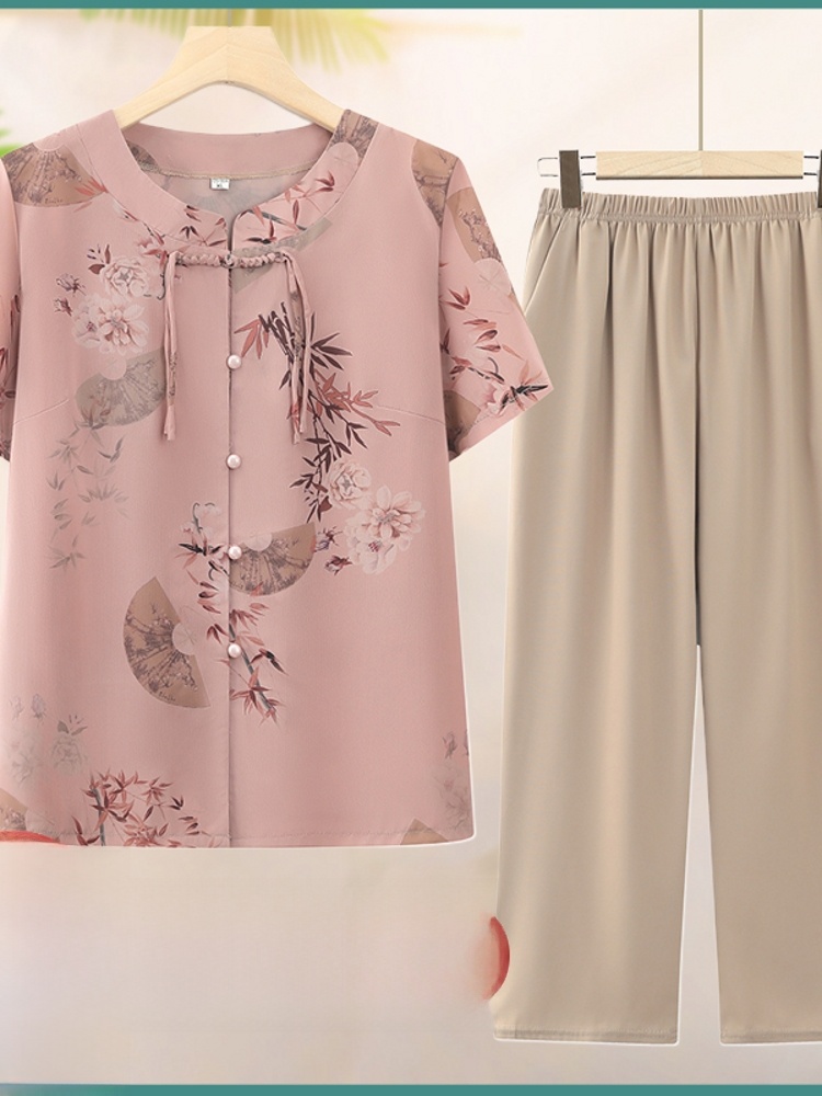 Summer Clothing For Women Over 60 - Set Dua Potong Lengan Pendek Modis
