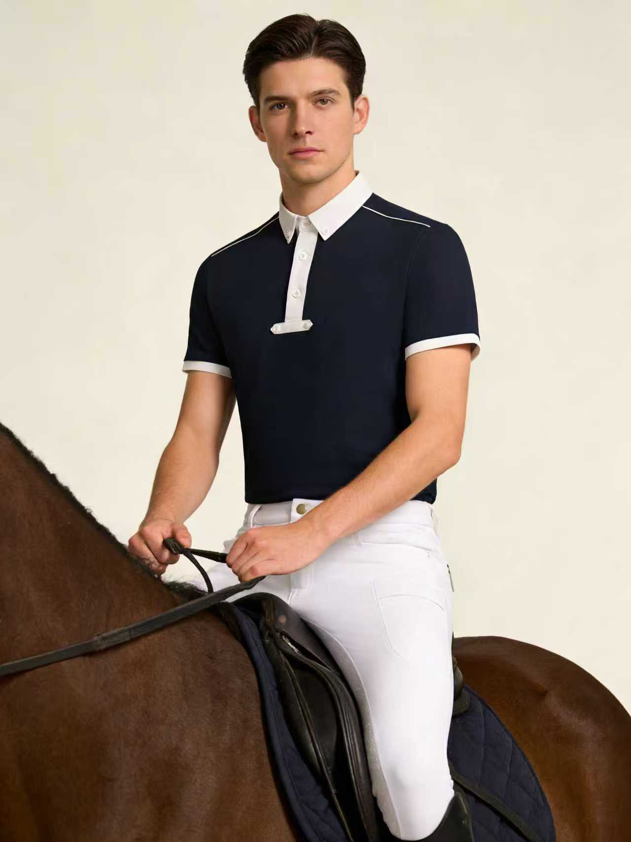 Kaos polo rajutan berkuda pria - Summer Equestrian Clothing ulasan dan harga