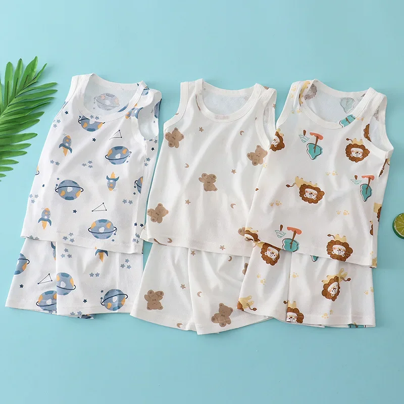 Setelan Rompi Katun Bambu Anak - Summer Clothing Baby Boy ulasan dan harga
