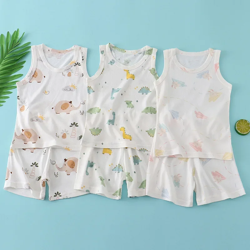 Setelan Rompi Katun Bambu Anak - Summer Clothing Baby Boy ulasan dan harga