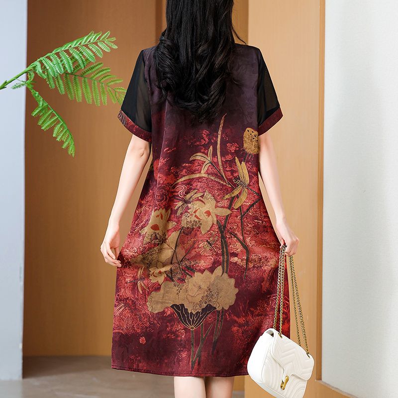 Gaun Cetak Elegan Panjang Seda - Summer Clothing For Women Over 60 ulasan dan harga